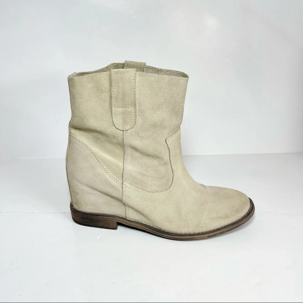 OTBT Sandpiper Women’s Wedge Booties Ankle Boots Beige Suede Size 9M - Picture 3 of 10